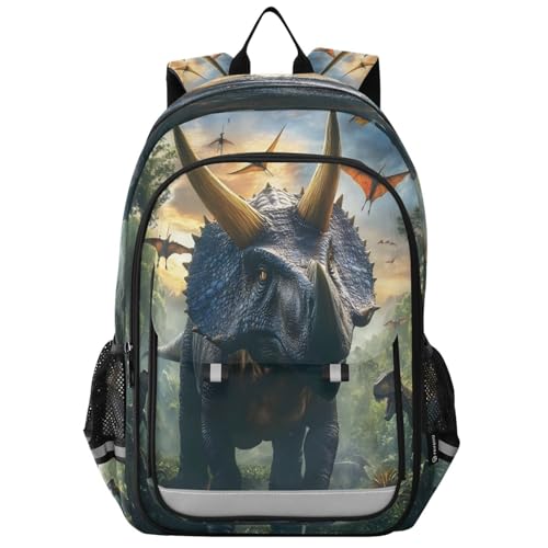Sac à dos ordinateur portable enfants dinosaure rhinocéros pour lycée et voyage