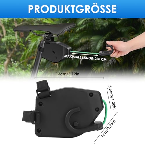 Gaethra Abschleppseil Fahrrad Kinder, 2.5m, Universell Passend, Tragfähigkeit 550 lb, Schwarz