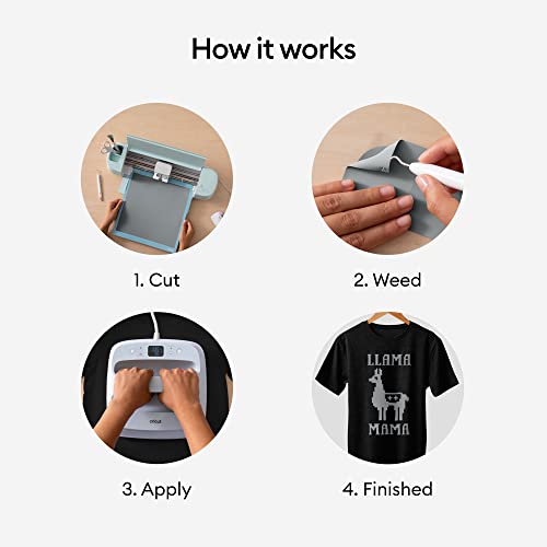 Image of Cricut Everyday Iron On - Silver, 2ft Roll (12'x24') - HTV Heat Transfer Vinyl for Shirts, Apparel, Hats & More - Compatible with Maker & Explore Machines