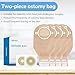 60pcs Ostomy Supplies Colostomy Bags, 2 Piece Colostomy Bags, Drainable Pouches with Closure for Ileostomy Stoma Care, Cut-to-Fit, 70mm Max (40 x Ostomy Bag + 20 x Skin Barrier）