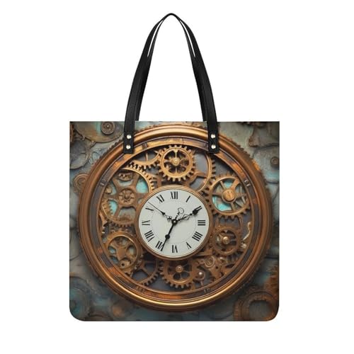 Mid Century Modern Art Cat Work Tote Bag for Women Leather Shoulder Bag with Magnetic Buckle Purse And Handbags - Main Image