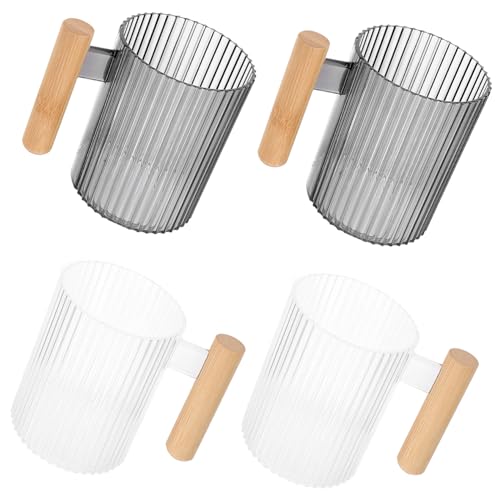 BRIGHTFUFU Toothbrush Cup Reusable Travel Tumbler 4pcs Plastic Mouthwash Cup Tooth Brush Holder for Family
