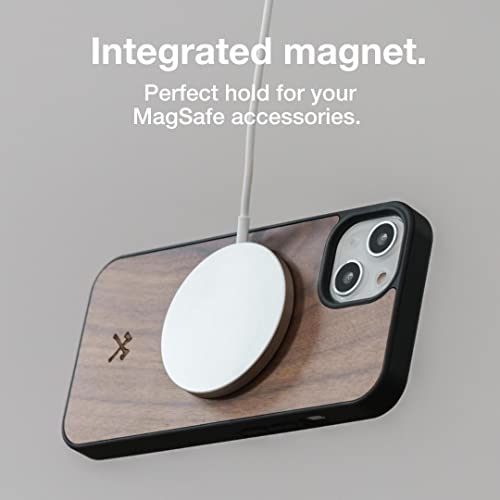 Woodcessories - Magnetic Bumper Case Compatible With Iphone 13 Case With Magnet, Made Of Wood, Walnut #TOP1