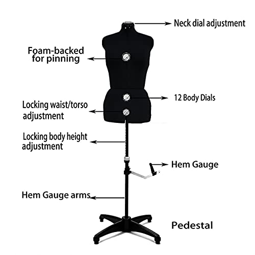 image for BHD BEAUTY Black 13 Dials Female Fabric Adjustable Mannequin Dress For