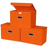 STOREONE Fabric Storage Cube Bins Foldable Organizer Container Collapsible Basket with Lids and Metal Handles, for Home, Bedroom, Closet 3 Pcs...