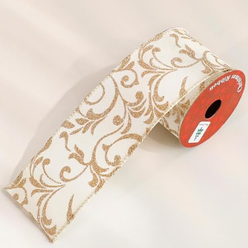 UGPLM Fita de Natal para Decoração E Artesanato com Fio para Guirlandas E Cartões, Padrões Florais