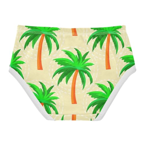 Palm Trees Green Leaves Beige Girls Underwear Toddlers 2t Cotton Little Girl Panties Print Undies Kids Briefs2