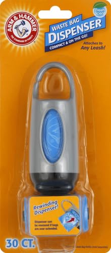 Image of Arm & Hammer Dog Poop Bag Dispenser With 30 Count Dog Poop Bags With Activated Baking Soda, 9 x 14 Inches, Black (Pack of 2)
