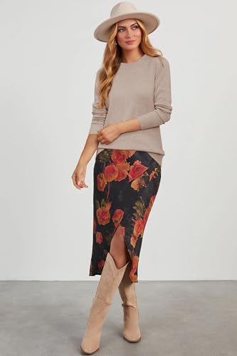 Image of Arach&Cloz Women's Wool Blend Classic Crew Neck Casual Fall Sweaters