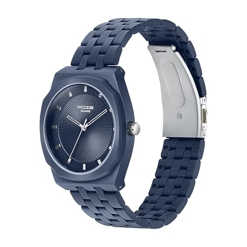 Image of Sonata Poze 6 Terra Trails Quartz Blue Round Dial Men's Watch | Stainless Steel Strap Material | Watches for Men Analog - SP70073KM01