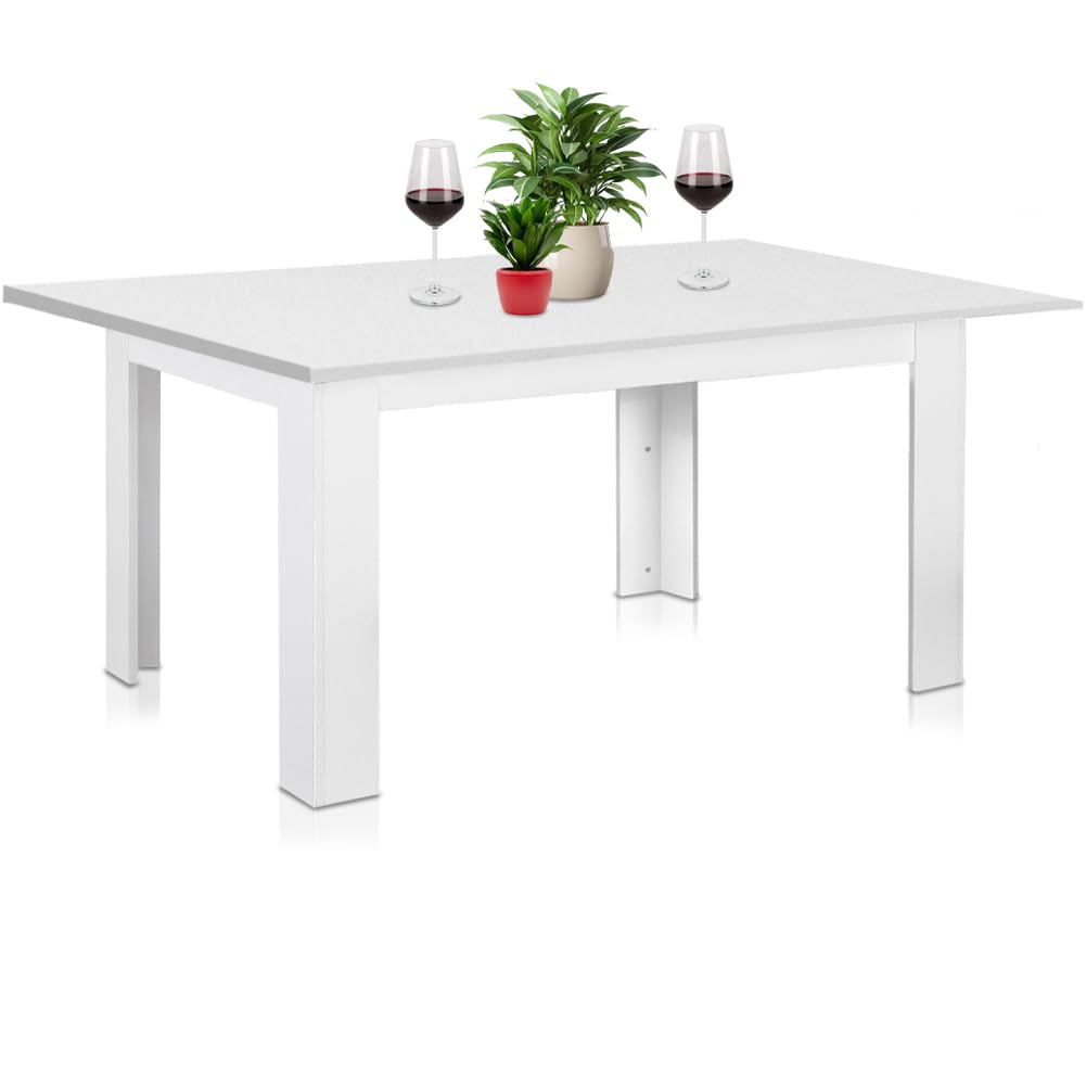 Shally Dogan Tavolo Allungabile Sala da pranzo Bianco da 110 x 70 cm a 150 x 70 cm, Design Moderno, Estensibile Salvaspazio, Ideale per Sala Pranzo, Soggiorno, Cucina, Arredamento Interno, (Bianco)