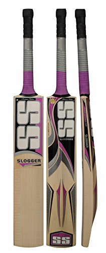 SS Slogger Cricket Bat Kashmir Willow by Sunridges - Free SS Cover - Full Size Short Handle - Suitable for Playing with Leather Seasoned or Heavy Tennis Ball