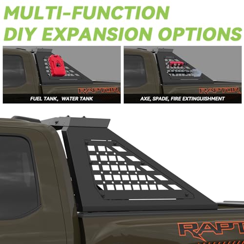 Image of Adjustable Roll Bar Compatible with Retractable Tonneau Covers with Rails | Truck for F150 / F-Series, Ram 1500 Series, Silverado 1500, Gmc Sierra 1500, Tundra,Titan Xd | No Drilling Installation
