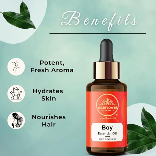 Image of Bay Leaf Essential Oil for Diffuser, Hair, Skin & DIY Candle Making Scent 30ml (1 oz)