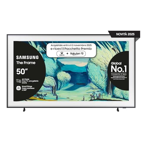 Samsung Smart TV 50'' QE50LS03FAUXZT QLED 4K, NQ4 AI Gen2 Processor, 4K AI Upscaling, Art Mode, Matte Display, Dolby Atmos & OTS Lite, Modern Frame Design, 2025