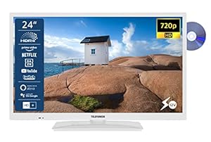 TELEFUNKEN XH24SN550MVD-W 24 Zoll Fernseher/Smart TV (HD Ready, HDR, Triple-Tuner, 12 Volt, DVD-Player) - 6 Monate HD+ inklusive [2023]