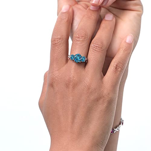 Oval Gemstone 3-Stone Engagement Ring for Women | Sterling Silver | Available in Sizes 5-9