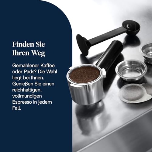 De'Longhi Dedica Style - Perfetto Kompakte Siebträgermaschine Espressomaschine mit Tasten, manuellem Milchaufschäumer für Espresso und Cappuccino, ESE Pad geeignet, 15cm breit, Metall (EC685.M)