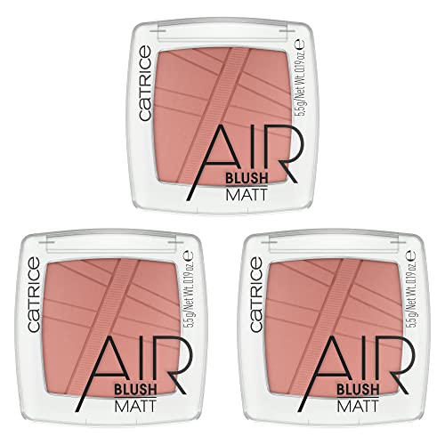 Catrice AirBlush Mate, colorete, n.º 130, rojo, duradero, resultado inmediato, natural, mate, vegano, sin perfume, sin alcohol, sin parabenos, 3 unidades (3 x 5,5 g)