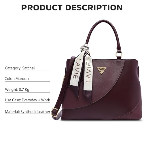 Image of Lavie Signature Women's Omaha 3C Satchel Handbag | Satchel Bag for Work | Ladies Purse | Stylish Shoulder Bag | Gift For Women