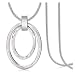 NVENF Long Sweater Chain Double Circle Pendant Necklace Bold Snake Chain Women Statement Necklace (Silver-tone)