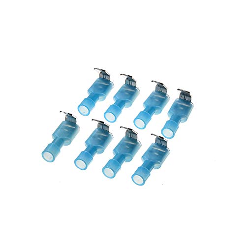 Davitu 100PCS Nylon Wire Connectors Kit Humpback Spade Electrical Crimp Terminals Blue Insulated Waterproof Piggy Back Terminators