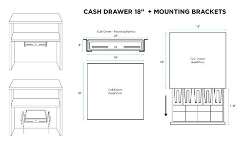 ANGEL POS 1520060 18-Inch Cash Drawer with Mounting Bracket and Cash Register