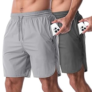 CANGHPGIN Men’s Workout Athletic Running Shorts 7 inch Lightweight 2 Pack Basketball Sports Gym Shorts with Pockets