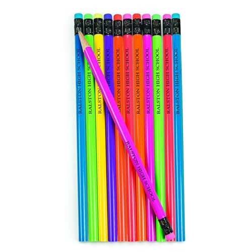 Product Image of the Fun Express 7 1/2' Bulk 72 Piece Personalized Neon Solid Color Wood Pencils - Great For Classroom and Office Use and Fundraisers