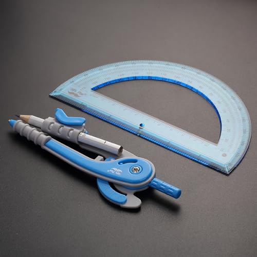 Image of Mr. Pen- Geometry Compass and Protractor Set, 6 Inch Compass | 6 Inch Protractor, Drawing Tool for School, Clear Plastic, Easy Grip, Precision Design for Math, Art, Drafting, Architecture