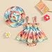 Mubineo Baby Girl Summer Clothes Floral Romper Dress Infant Sleeveless Rompers Skirt One Piece Boho Sun Dress Outfits (Blue Orange Beach, 6-12 Months)