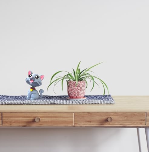 Image of AUGEN Cute Cat Grey Bobblehead for Car Dashboard, Office Desk & Study Table (Pack of 1)
