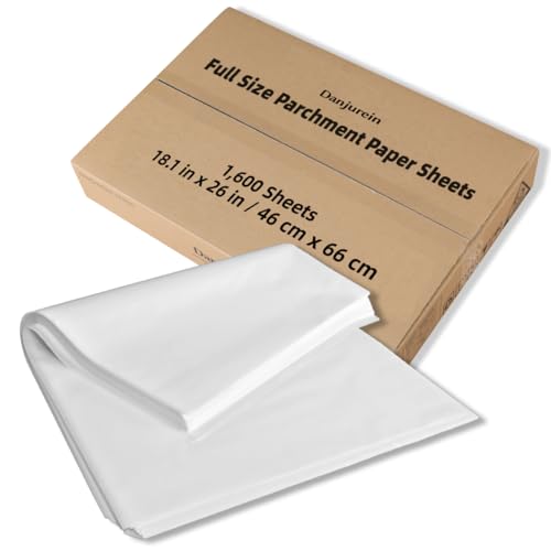 1600/Case 18x26 Inch Full Size Baking Parchment Paper Bulk - Non-Stick & Grease-Proof, 428F Reusable Bun/Sheet Pan Liners for Bakeries, Restaurants (White 18.1