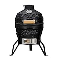 GarveeLife 13-Inch Portable Ceramic Charcoal Grill with Grill Stand, Egg Shaped Ceramic Charcoal Grill w 10.6" Stainless Steel Cooking Grate, Heat Deflectors and Ash Tool for Outdoor Barbecue, Baking