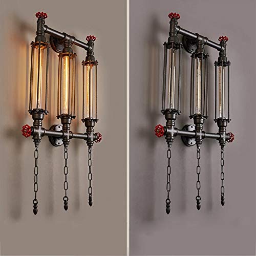 Creative Personality Iron Art Retro Cafe Bedroom Restaurant Bar Counter Bar Attic Industry Water Pipe Wall Light, Specification:Three heads a new