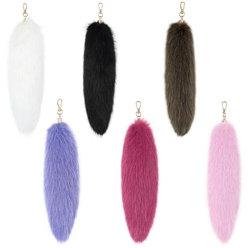 Queue de Renard Moelleuse Fausse Fourrure pour Décorer un Sac à Main