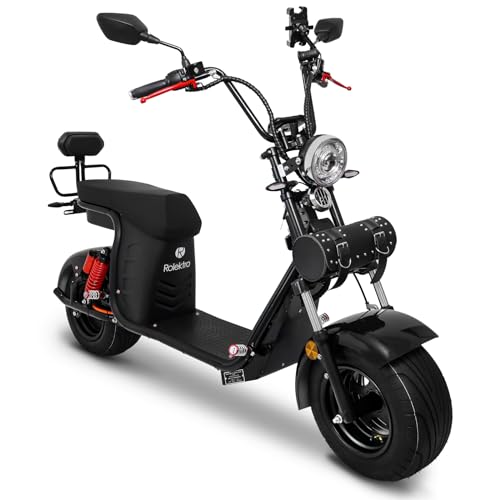 Rolektro E-Chopper 45 km/h Elektromoped - 3000W E-Mofa mit Li-Ion-Akku - 2-Sitzer E-Moped E-Cruiser mit Straßenzulassung