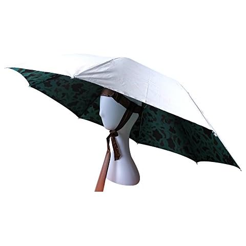 JANGANNSA UV Protection Umbrella Hat Double Canopy Ventilative for Fishing Gardening Headwear Sun Rain Cap (Camouflage) Cover