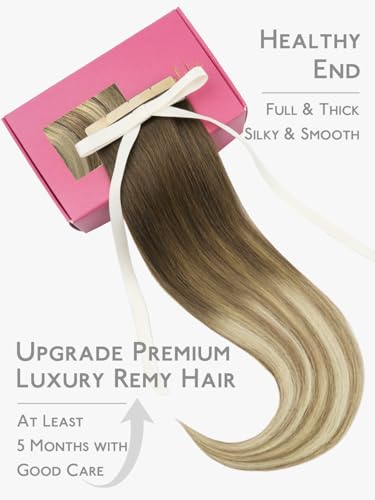 Image of WENNALIFE 3.15 inch Wide Tape in Hair Extensions Human Hair, Tape in Weft