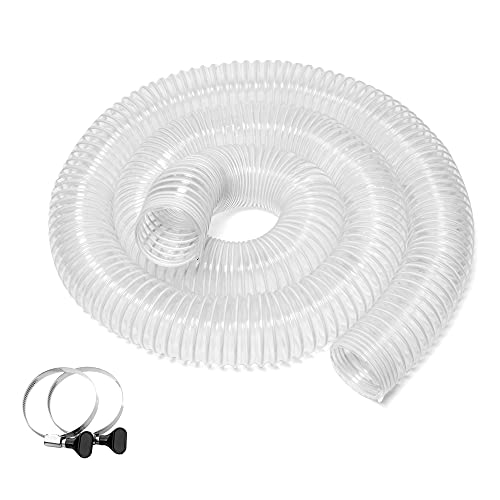 Yellowhammer Dust Management Deluxe Ultra Clear Flexible Wire Reinforced PVC 2 1 2 Inch x 10 Foot Dust Collection Hose with 2 Each Key Hose Clamps