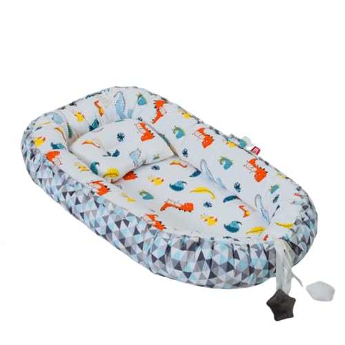 ベビーベッド 新生児 綿素材 枕付き 赤ちゃんとの添い寝に 寝返り制限 軽量 取り外し可能 ポータブル 柔らかく 持ち運び 通気性 洗濯可能 安全 安心 出産祝い (カラー6)