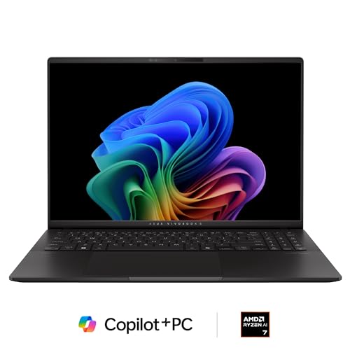 undefined ASUS Vivobook S16 Laptop, Copilot+ PC, AMD Ryzen AI 7 350 with XDNA NPU, 16GB Memory, 1TB SSD, Neutral Black, M5606KA-DS76 の商品画像 1