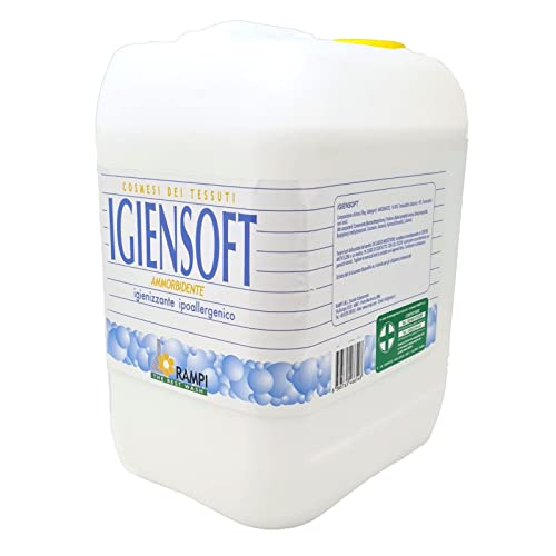 Rampi Igiensoft Ammorbidente Professionale Igienizzante Ipoallergenico Profumato Alta Concentrazione Origine Vegetale Formula per Casa Lavanderia 5l