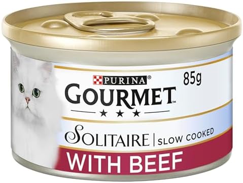 Gourmet Solitaire Tinned Cat Food with Beef 85g, Pack of 12