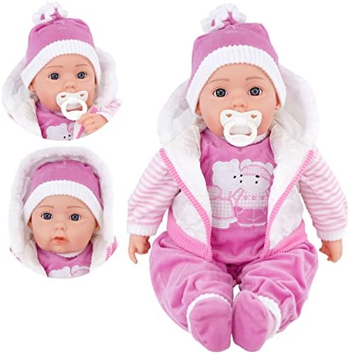 Bibi Doll - 20" Lifelike Large Size Soft Bodied Baby Doll Girls Boys Toy With Dummy & Sounds (Neon Pink)