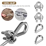 3 Pcs M6 Turnbuckle Wire Tensioners & 6 Wire Rope Tensioners & 6 Cable Tension Wire Rope Crimping Sleeves, Stainless Steel Turnbuckles Hooks Clamps for Garden Plants Washing Line Tensioner - Image 4