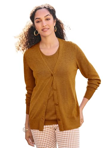 Jessica London Women's Plus Size Button Front Cashmere Cardigan