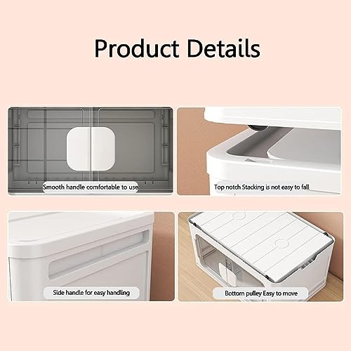 XZDEAIR Bacs de Rangement Simples, boîte Pliable, Organisateur avec Doubles Portes Transparentes, Armoire de Rangement roulante Blanche pour Articles Divers – vue 5