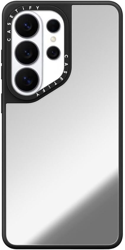 CASETiFY Mirror Magnetic Galaxy S26 Ultra Case [Reflective / 4.9 ft Military Grade Protection/Magnetic Compatible] - Silver On Black
