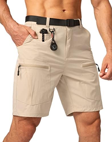 G Gradual Men's Hiking Cargo Shorts Stretch Quick Dry Outdoor Tactical Shorts for Men with Multi Pocket for Fishing Casual(Khaki,L)